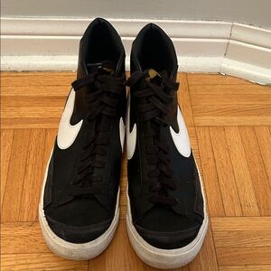 Nike Blazers Black & White High-Top Sneaker with White Swoosh